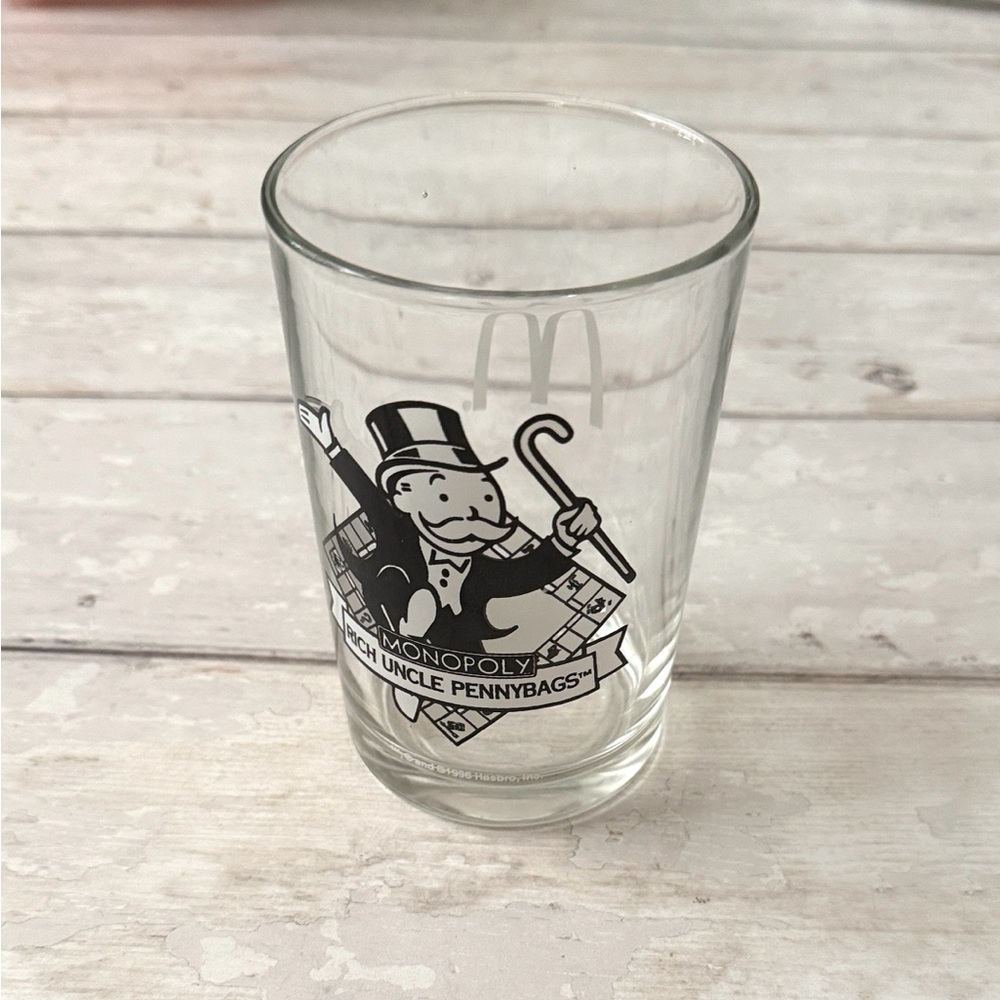 McDonalds 1997 Monopoly Rich Uncle Pennybags Cup Drinking Glass Collectible